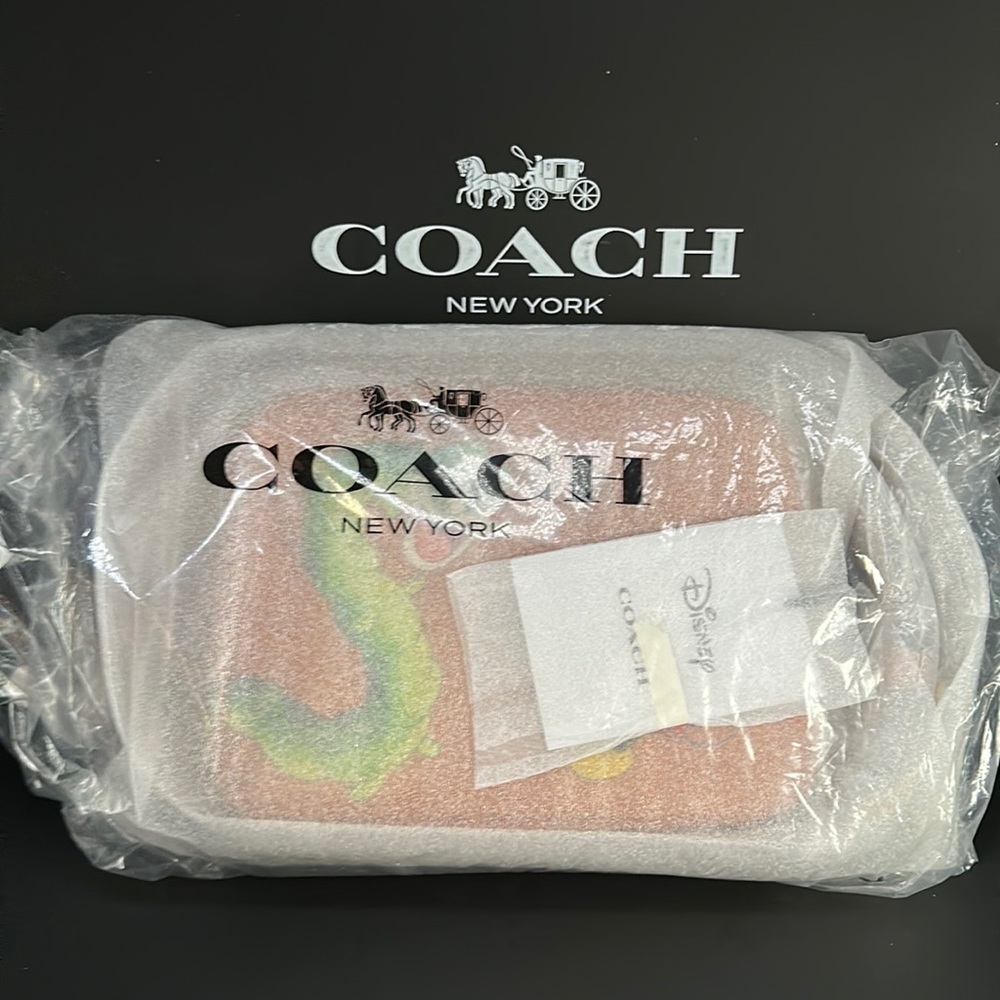 NWT Disney X Coach Flight Bag 19 Mickey Mouse Garden Caterpillar Purse Leather - Picture 5 of 9